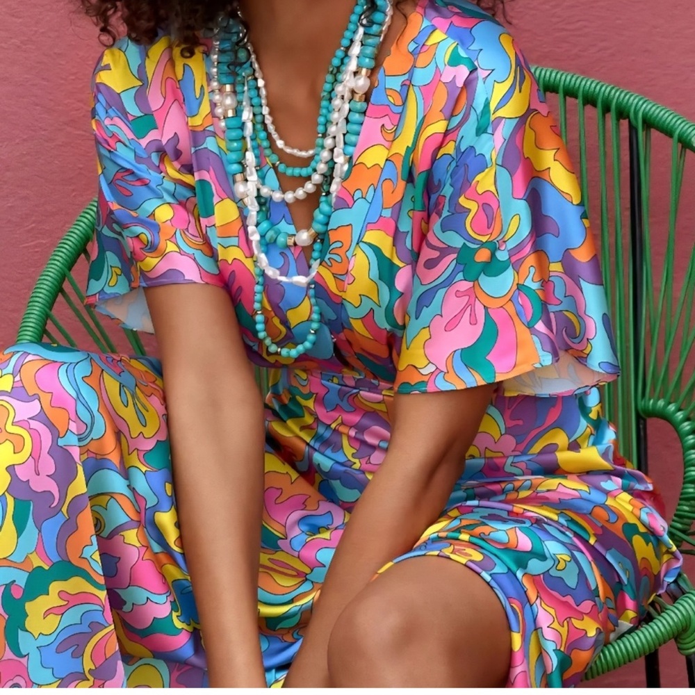 Boston Proper Multicolor Abstract Dress - Excellent Condition
